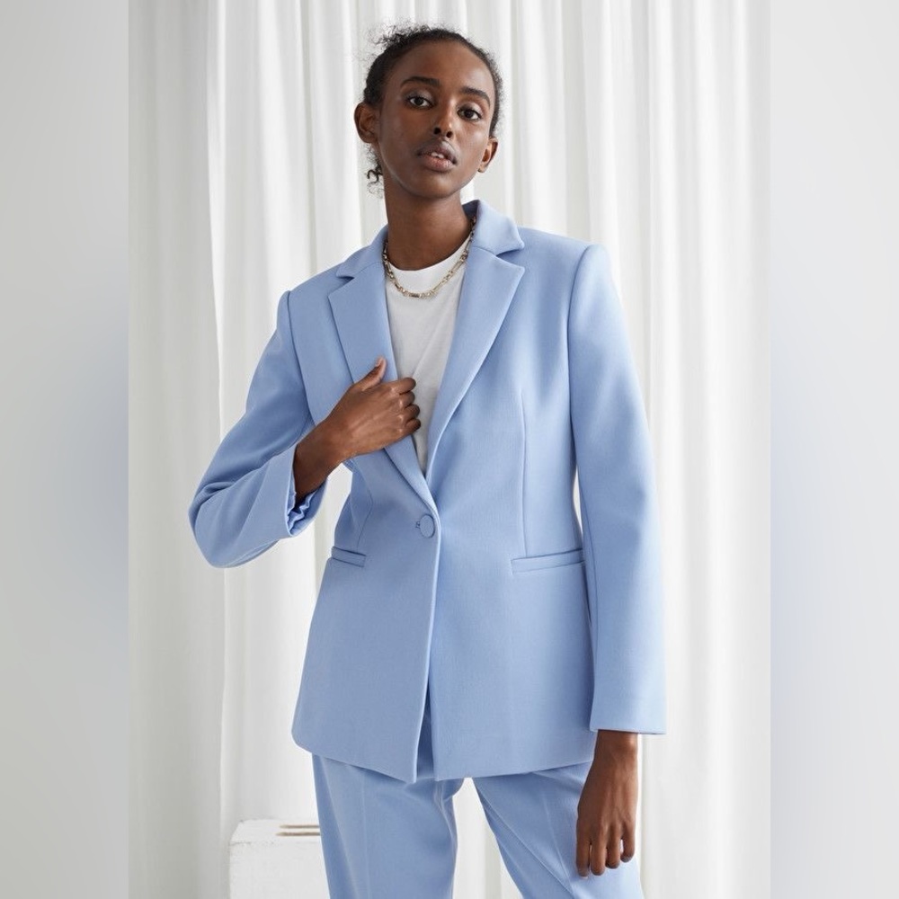 & Other Stories blue Structured Single Button Blazer size 4